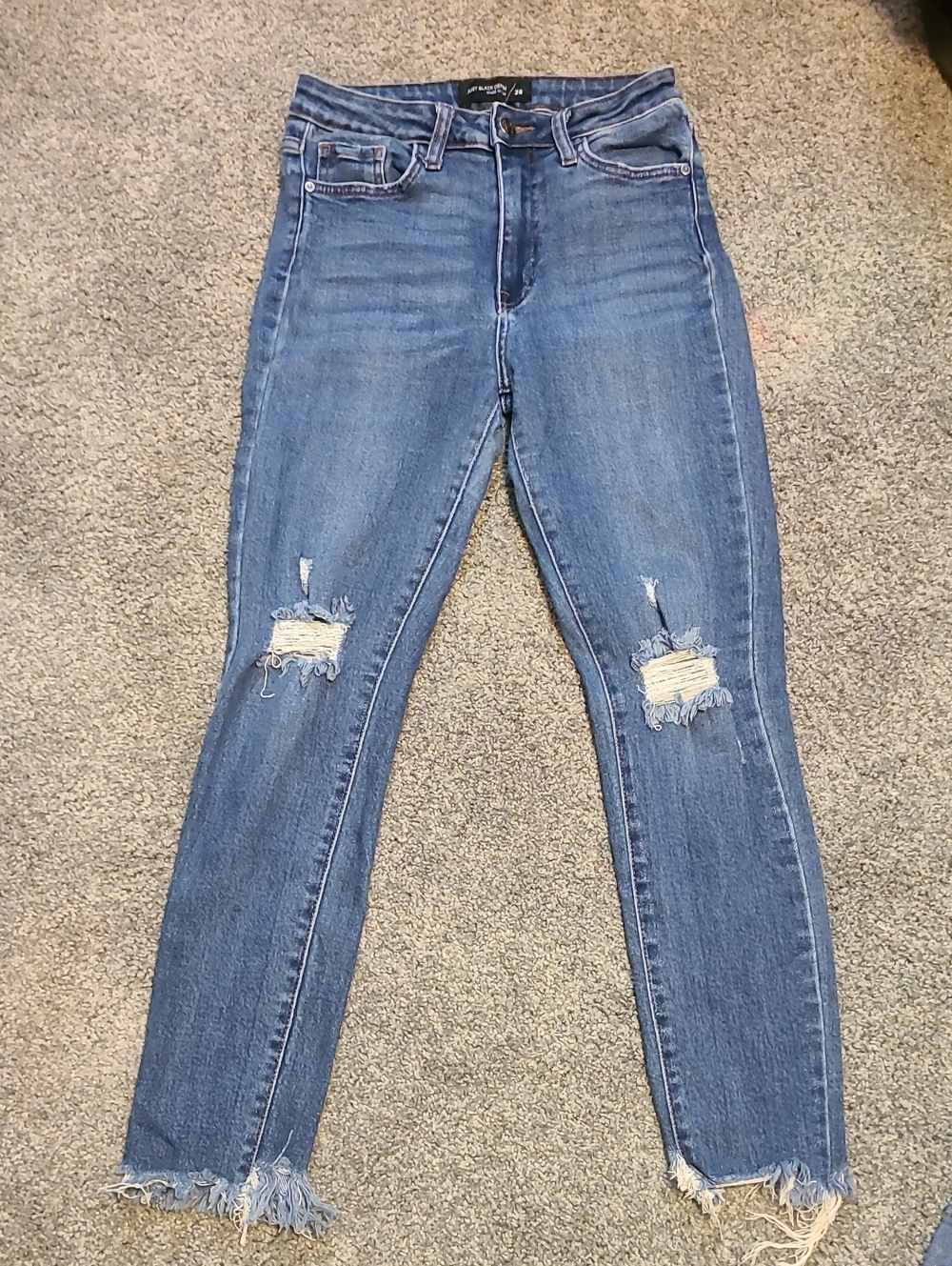 Just Black Denim Distressed Skinny Jeans in Blue Wash
